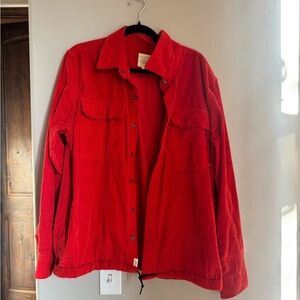 American Eagle Red Corduroy Shirt Jacket Shacket Oversized Cozy Coastal Cowgirl